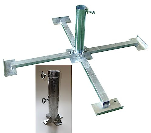 NEU - PLATTENSTÄNDER PS 60-50 MIT SICHERHEITSHÜLSE - Schirm für Grosse SCHIRME mit 60 er STÖCKE - 50er Platten - ohne Platten - FEUERVERZINKTER SONNENSCHIRMHALTER -Made in Baden Württemberg