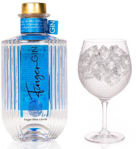 FingerGIN Blue Dry – Gin Artigianale Italiano Secco al Finger Lime, 70 cl, 40% vol – Note Agrumate ed Erbacee, Salvia, Rosmarino, Con Perle di Lime
