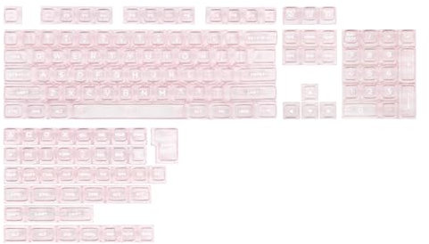 KiiBOOM Transparent PC Keycaps Set, 146 Keys SA-like Profile ANSI ISO Layout RGB Shine Through Keycaps for Mechanical Keyboard, Compatible with Mx Switches (Pink)