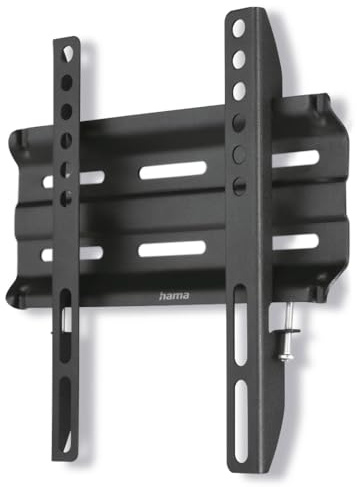 Hama TV Wandhalterung (TV Wandhalterung 48 Zoll, VESA 50x50 bis VESA 200x200, bis 25 kg, Wandabstand 2,3 cm, flach, starr, fest, mit Fischer Dübeln, Wandhalterung Fernseher) schwarz