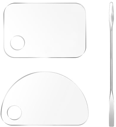 2 palette in acrilico con 1 spatola metallica, tavolozza mista, tavolozza trasparente, tavolozza cosmetica, correttore colore, set trucco per donne, adatto per truccatori, manicure