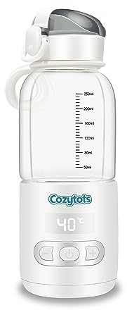 Cozytots Portable Bottle Warmer for Travel, 9 Ounces, Car Bottle Warmer, USB Fast Charging, Cordless, Instant Breastmilk Warmer for Formula Water, Baby Flask for Car Airplane 250ML