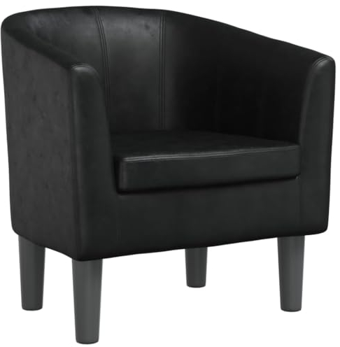 vidaXL Clubsessel, Sessel mit gepolstertem Sitz Armlehnen, Cocktailsessel mit Holzgestell, Loungesessel Relaxsessel Polstersessel, Schwarz Kunstleder
