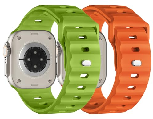 Suitisbest 2er Pack Sport Armband Kompatibel mit Apple Watch Ultra 2 / Ultra 49/44/45/42mm, Verstelbares Silikon Band mit Metall Druckknopf für iWatch Series 9 SE 8 7 6 5 4 Herren