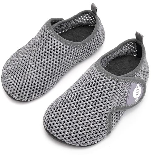 Enfant Chaussures Aquatiques Fille Garçon Chaussons de Plongée Chaussettes Séchage Rapide Antidérapant Pieds Nus d'eau pour Sports Nautiques Piscine et Plage Natation Surf Voile Mer(gris,22/23 EU)