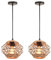 LIGKIN 2PCS Pendelleuchte Rattan Vintage Industrieller E27 Kronleuchter Retro Hängeleuchte Boho Lampenschirm Metallkäfig und Hanfseil Deckenlampe für Wohnzimmer, Ø20cm