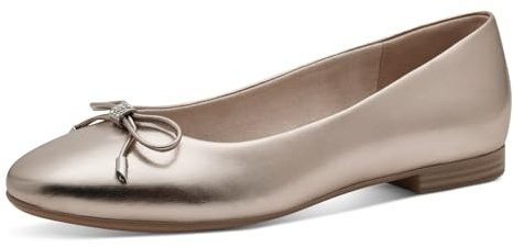 Tamaris Damen Klassische Ballerinas, Frauen Flats,Comfort Lining,TOUCHit-Fußbett,Slip-ons,klassisch elegant,Ballerinen,Light Gold,40 EU