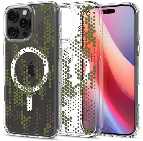 Spigen iPhone 16 Pro Hülle Ultra Hybrid MagFit -Digital Camo | Kompatibel mit MagSafe, DuraClear Tech, Anti-Yellowing, Air Cushion Tech, Militär-Grade Schutz, Spigen Signature Serie