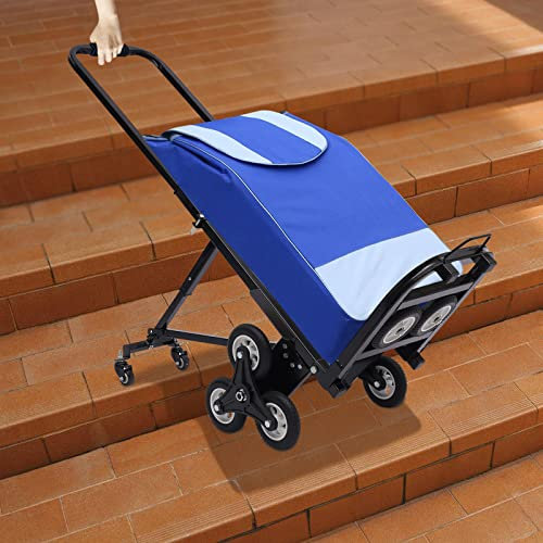 Treppensackkarre Treppensteiger Stufen-Sackkarre klappbar treppensteiger bis 150 kg Tragkraft - Dreirädriges Fahrgestell - Einkaufstrolley mit extra langem Griff (einstellbare Länge 73-114cm)