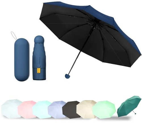 EEPLUYTY Mini-Regenschirm, Sechs-Knochen-Regenschirm, UV-Schutz-Regenschirm, Sonnenschutz-Regenschirm für den Außenbereich, Regen- oder Sonnenschein-Regenschirm, praktisch und tragba(königsblau)