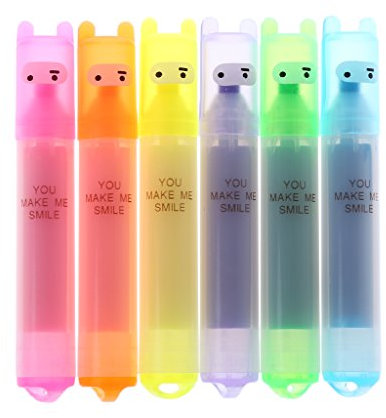 HUAJINGKEJI Textmarker, 6 x Koreanisch für kreative Textmarker, schöne Cartoon-Markierungsstifte, Bürostatio