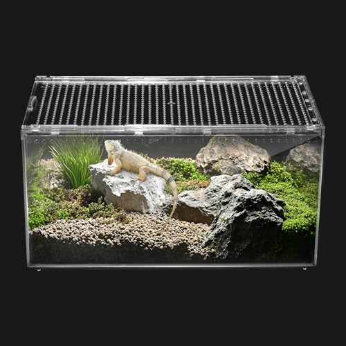 Clioran Terrarium für Reptilien, Vogelspinne, Starter-Set, Leoparden-Gecko-Behälter, Einsiedlerkrebs-Lebensraum, Eidechsengehege, Insektenhaus, Springspinnenkäfig, Bartdrachen-Vivarium XL