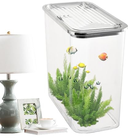 Kleines Aquarium, Einsteiger-Aquarium - Kleines Desktop-Aquarium,Fisch-Aquarium-Behälter, Betta-Becken-, dekoratives Fisch-Aquarium für Kinderzimmer, Wohnzimmer