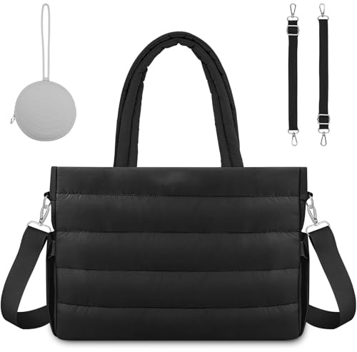 EASYSLWC Wickeltasche mit Silikon-Schnulleretui, Tragetasche, Umhängetasche, Krankenhaustasche, Reise, große Mama-Tasche, Schwarz, Medium, Tragetasche für Damen, Schwarz