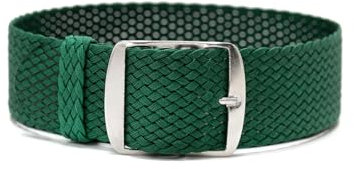 ClassicWatchStraps Perlon Uhrenarmband | Grün - 8 mm - Schließe: Silber Gebürstet | Nylon | Ersatz-Armband
