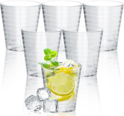 DIBALIYI 6 Pcs Reusable Clear Plastic Cups, 9oz Acrylic Tumbler Glasses, Stackable Unbreakable Cocktail Glasses for Home,260ml Drinking Cup for Kitchen Party Picnic Juice (260ml/9oz)