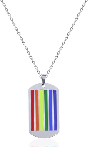 Hillylolly Regenbogen Kette Pride Necklace, schöner Rainbow Anhänger, Kette Anhänger Rainbow, Damen Herren Halskette, Lgbtq Halskette, Gay Schmuck, Lgbtq Accessoires, Geburtstag Geschenk (Regenbogen)