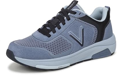 Vionic Women's Walk Strider Knit Lace-Up Trainers, Pacific Blue Knit/Suede, Medium Fit, UK 9