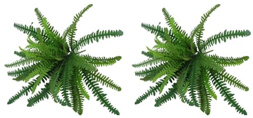 Jooehyer 2X Artificial Ferns for Outdoors & Indoors,Large Faux Ferns Fake Boston Fern Plant for Planter Garden Porch Entrance A