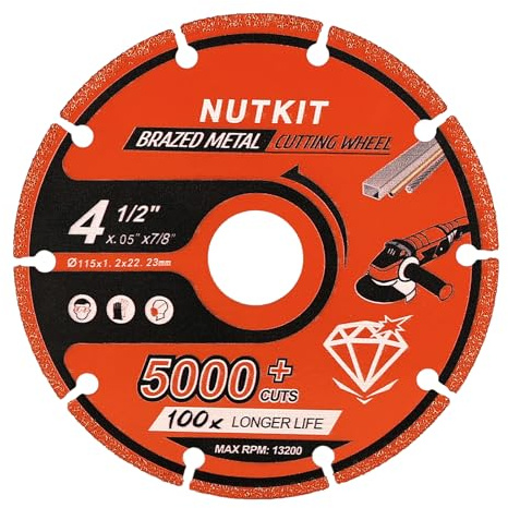 NUTKIT 115mm Diamond Cutting Wheel, 1PCS Diamond Metal Cutting Discs | Angle Grinder Discs For Concrete, Cut Off Wheel Grinder Blades With 5000+ Cuts On Stone, Rebar, Steel And Iron