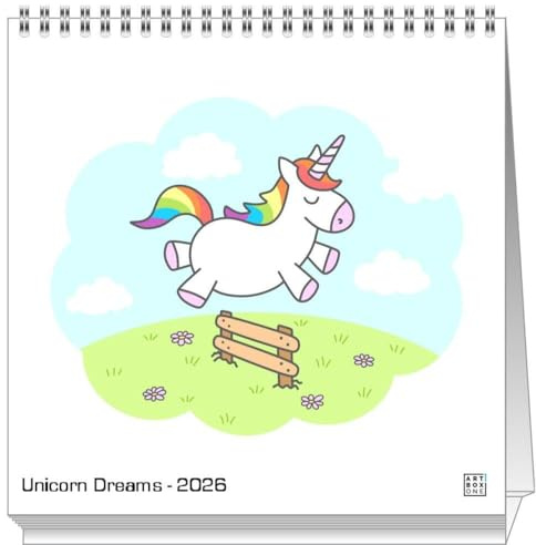 artboxONE Mini-Tischkalender 2026 Unicorn Dreams Kalender Fiktion