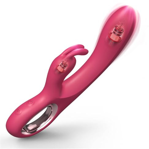 Rabbit Vibrator Vibratoren für Sie Klitoris und G-punkt Silikon Rabbit Vibrator mit 10 Vibrationsmodi Dildo Massagestab Spielzeug für Frauen und Paare Extrem, Rose Rot