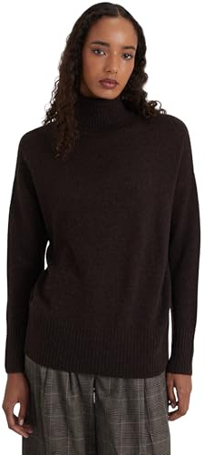 Style & Republic Damen Rollkragenpullover mit Oversize-Passform aus 100% Kaschmir, stilvoller Premium-Cashmere-Strickpullover mit Turtleneck für Herbst und Winter, Coffee L