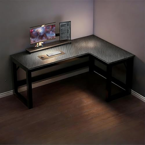 L-shaped computer desk, large administrative desk, carbon fiber surface gaming computer desk, H-shaped base, cable management, suitable for corner tables for home and work Right,120*100cm
