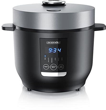 Arendo - Reiskocher 2l inkl. Dampfgarer-Einsatz (Warmhaltefunktion, antihaftbeschichteter Gartopf, Reislöffel & Messbecher) 350W, Schongarer für Gemüse & Fisch etc.