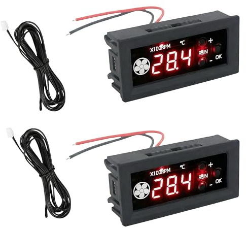 2 ventilateurs DC 12 V 4 fils: contrôle du ventilateur PWM 4 broches avec capteur de température et affichage numérique pour PC NAS Server Box de contrôle 25 KHz pour les utilisateurs de bricolage