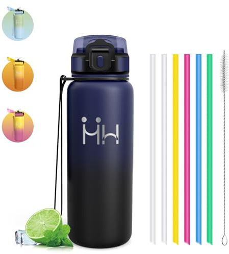 Borraccia Termica - Borraccia 750 ml - Boraccia Termica Con Cannuccia - Bottiglia Senza Perdite - Mantiene Caldo per 12 Ore/Freddo 24 Ore, Borracce Termiche per Trekking, Sport, Ciclismo, Yoga