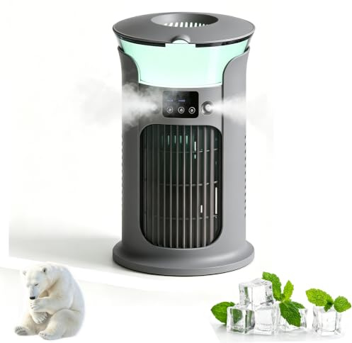 Raffreddatore D'Air Silenzioso Ad Evaporazione, Raffreddamento Con Nebbia Fredda, 3 Velocità Di Ventilazione, Serbatoio D'Acqua Da 880ml, Senza Tubo Di Scarico, Per Camera, Ufficio, Campeggio (Verde)