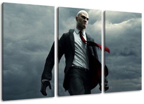 Hitman 3-teilig auf Leinwand- Gesamtformat: 120x80 cm fertig gerahmte Kunstdruckbilder als Wandbild - Billiger als Ölbild oder Gemälde - KEIN Poster oder Plakat