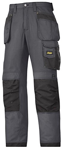 Snickers 32135804100 Size 100 Rip-Stop Craftsmen Holster Pocket Trousers - Grey-Black