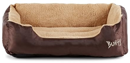 Bunty Deluxe Dog Bed - Small, Medium to XXL Calming Washable Dog Bed - Non-Slip Base, Raised Walls, Fleece Lined Interior, Plush Cushioning, Insulates & Retains Heat - Large, Brown