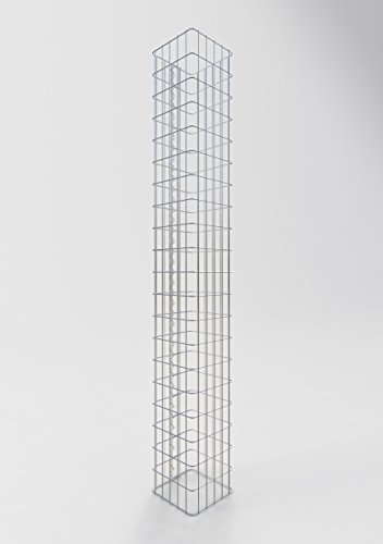 GABIONA Colonne de Pierre Panier Gabion carré, Largeur de Maille 5 x 10 cm, Hauteur 200 cm, Fermeture Spirale, galvanisé 27 x 27 cm