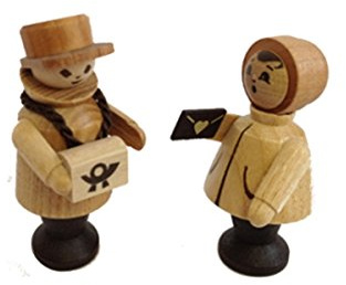 Rudolphs Schatzkiste Miniaturfigur Postpärchen Natur Höhe=5cm NEU Seiffen Erzgebirge Dekoration Holzfiguren Weihnachten Fensterschmuck Spielzeug Deko Weihnachtsfigur