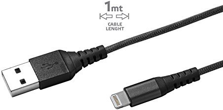 Celly USBLIGHTNYLBK - Cable USB con Conector Lightning, 100 cm, Color Negro