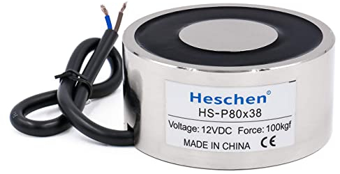 Heschen Elektromagneten Magnet Magnetventil HS-P80/38, OD: 80 mm, DC 12 V, 100 kg/220 lb
