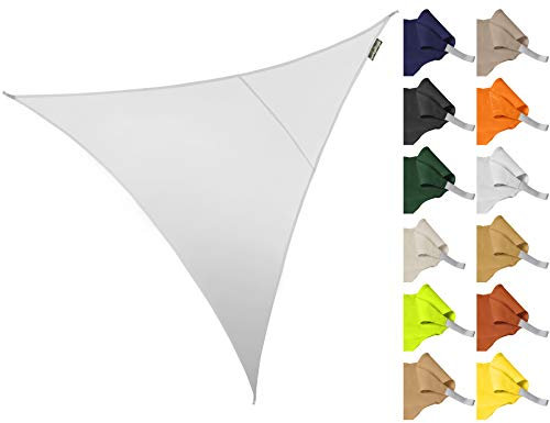 Kookaburra 5m Triangle Water Resistant Garden Patio Sun Shade Sail Canopy 96.5% UV Block with Free Rope (Polar White)