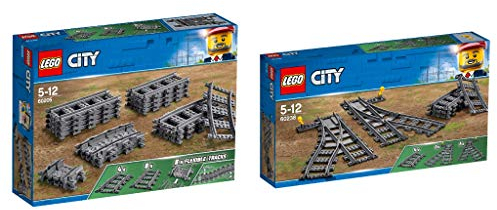 Steinchenwelt Lego City 2er Set: 60205 Schienen + 60238 Weichen für die ferngesteuerte Eisenbahn