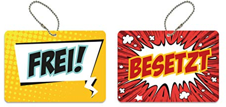 KaiserstuhlCard Magnete Türschild BESETZT FREI Schild WC Kinderzimmer Deko Anhänger Wendeschild 14,8 cm x 10,5 cm Comic