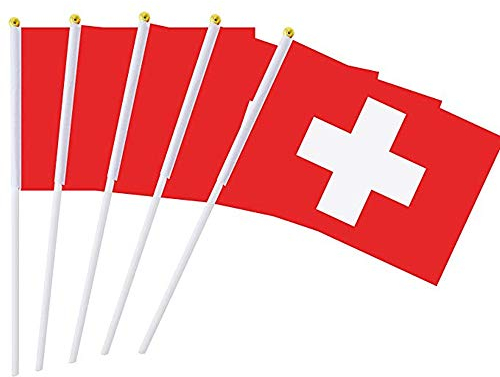 Dizie Schweizer Flagge, kleine Flagge, handgehalten, Mini-Flagge, Schweiz, 14 x 21 cm, 20 Stück