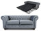 Schlafsofa Chesterfield Asti Bis 2-Sitzer, Sofa mit Schlaffunktion, Couch 2-er, Couchgarnitur, Sofagarnitur, Holzfüße, Glamour (Grau (Velvet 10))