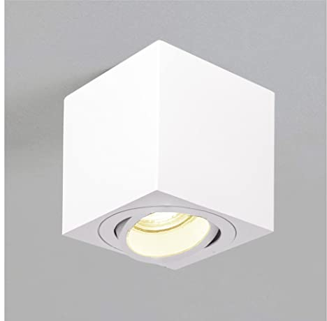 lambado® Premium LED Aufbaustrahler/Deckenstrahler Set inkl. 230V GU10 Spots dimmbar - Eckige Aufbauleuchte/Deckenspots in weiss
