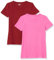 Amazon Essentials T-Shirt Ras-Du-Cou à Manches Courtes, Coupe Standard Femme, Lot de 2, Bordeaux/Rose, XXL