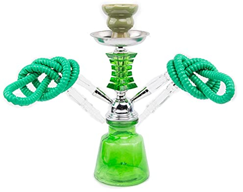 GaoYunQin 2 Manguera Cachimba de Cristal Shisha 11,8 Juego de Cachimba 2 Manguera de Plástico Narguile Shisha de Agua Pequeña para Principiantes Narguile