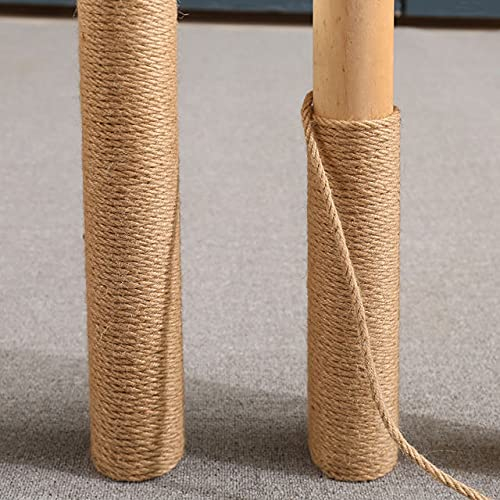 JEPNJPU Nature Hemp Rope, 6mm Dia, 66FT, Heavy Duty Jute Twine for Cat Tree & Tower, DIY Cat Scratcher, Scratching Pad, DIY Crafts, Gardening, Hammock, Home Decorating