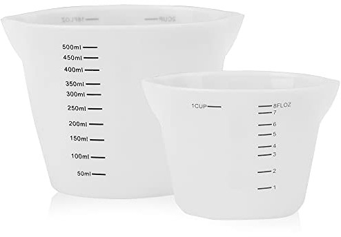 MDDC 2 Piezas Vasos Medidores De Silicona, Taza Graduada Para Medir, Graduado Tazas Para Mezclar(250Ml/500Ml), Vaso Medidor De Resina Epoxi, apto Para Resinas, Manualidades, Cocina