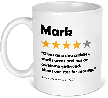 Personalised Boyfriend Review Mug, Custom Boy Friend Rating Mug, Valentines Gift for Him, Christmas, Husband Anniversary Present, Funny Joke Cup